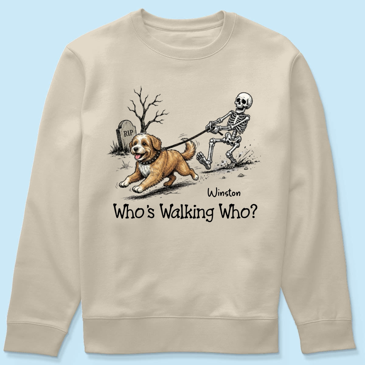 Funny Halloween Dog Who's Walking Who - Personalized Shirt - Upload Photo - Gift For Dog Lovers