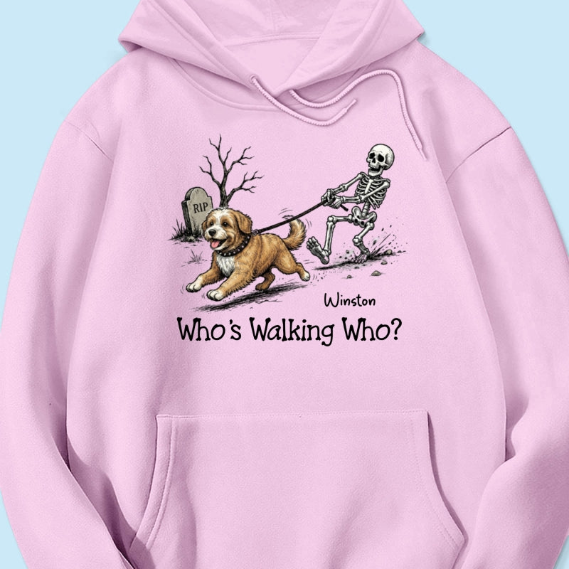 Funny Halloween Dog Who's Walking Who - Personalized Shirt - Upload Photo - Gift For Dog Lovers