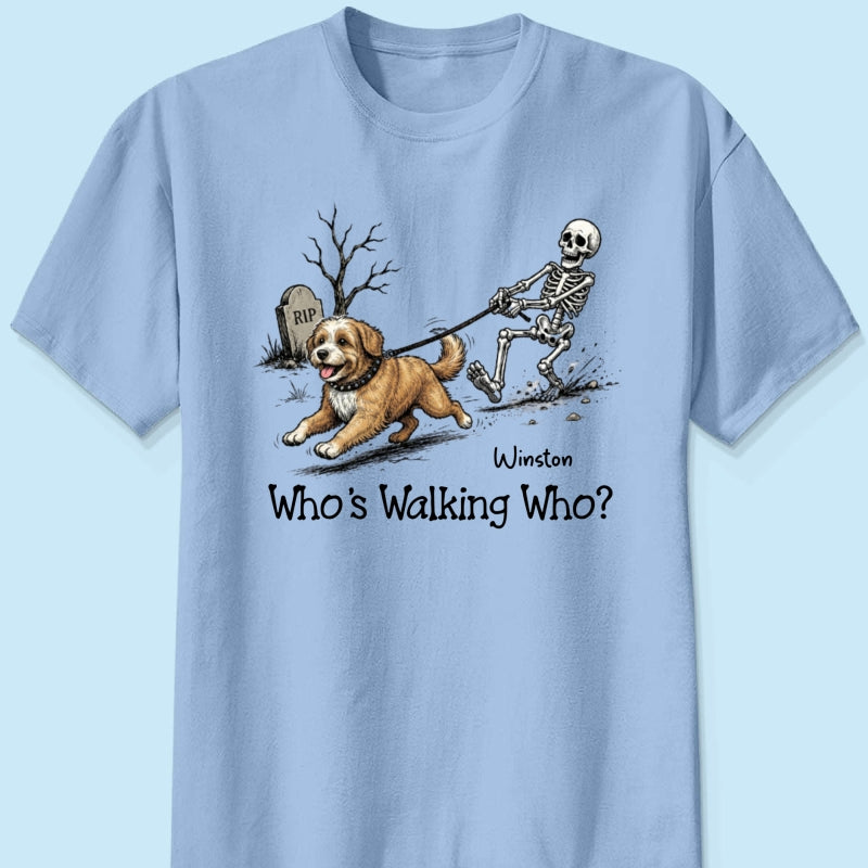 Funny Halloween Dog Who's Walking Who - Personalized Shirt - Upload Photo - Gift For Dog Lovers