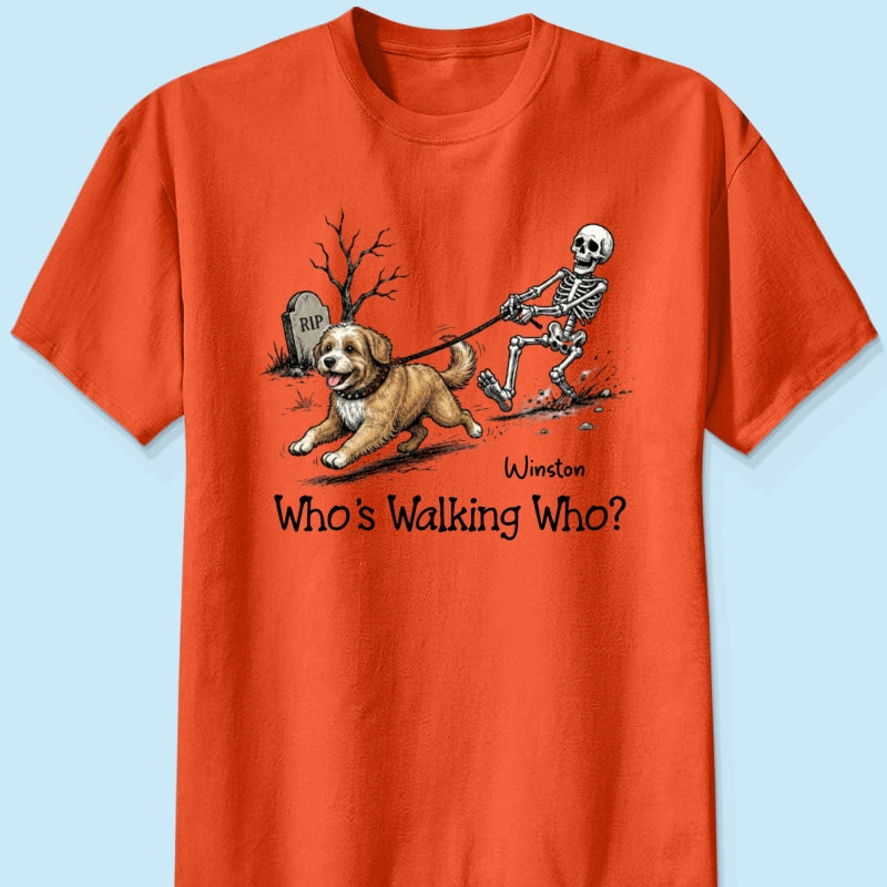 Funny Halloween Dog Who's Walking Who - Personalized Shirt - Upload Photo - Gift For Dog Lovers