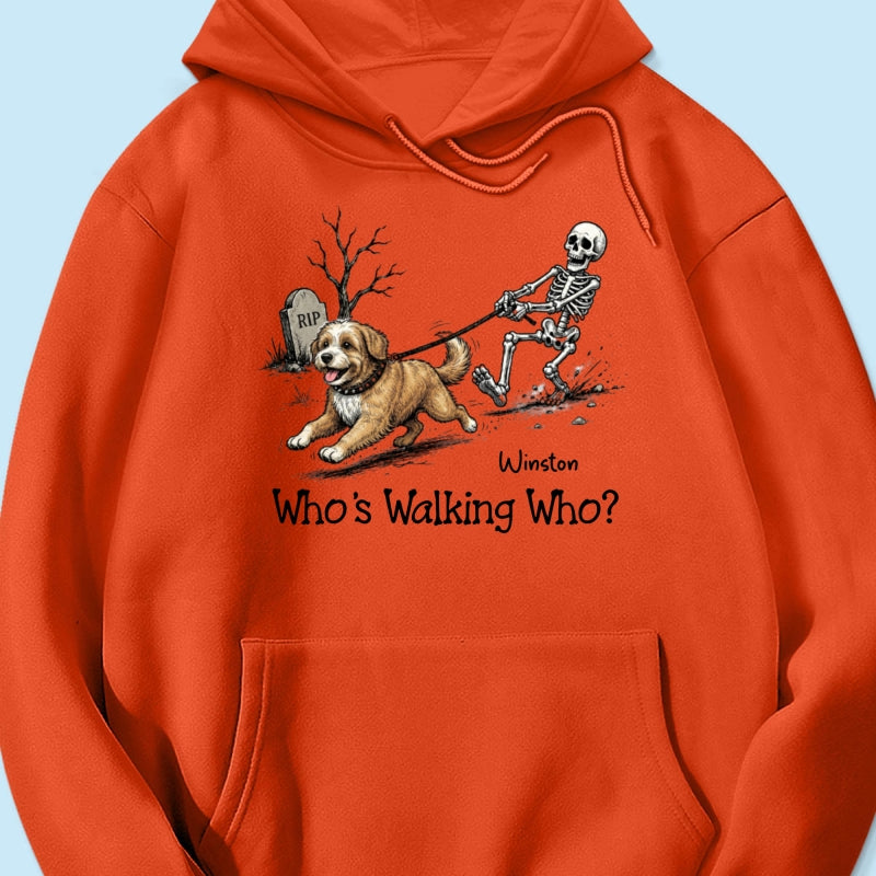 Funny Halloween Dog Who's Walking Who - Personalized Shirt - Upload Photo - Gift For Dog Lovers