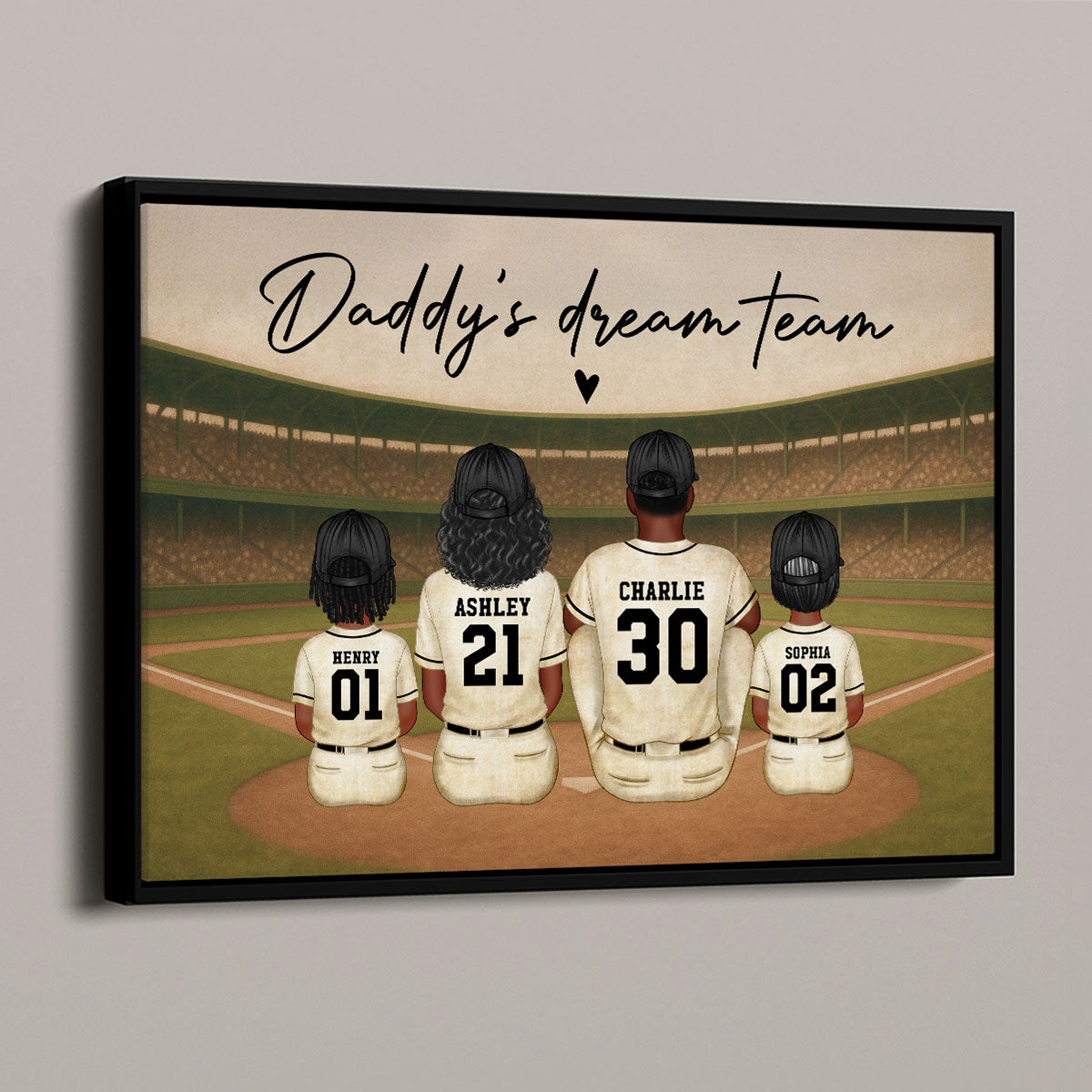 Retro Vintage Style Baseball Daddy's Dream Team Personalized Poster, Heartfelt Father's Day Gift For Dad, Husband