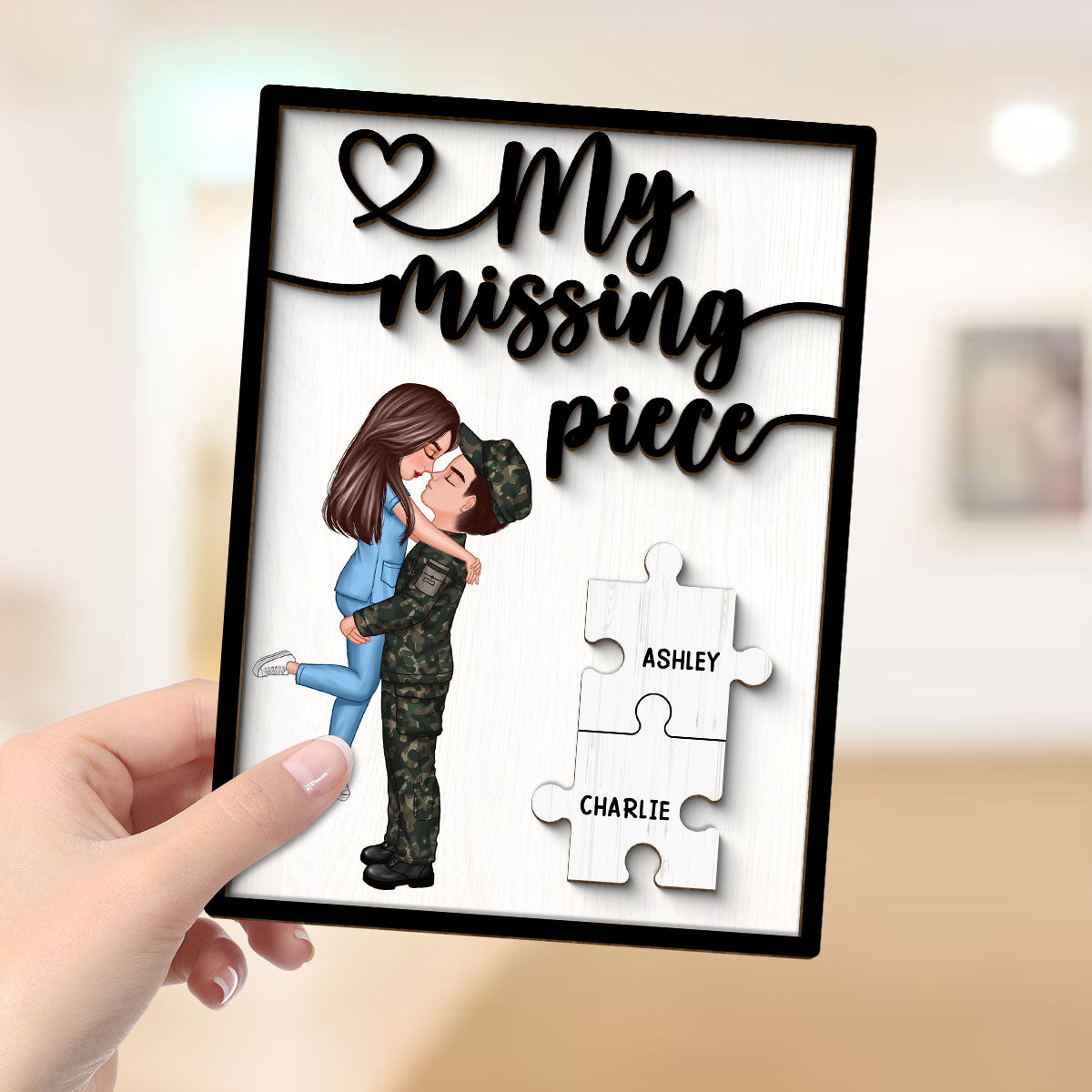 My Missing Piece Gift by Occupation Gift For Her Gift For Him - Personalized 2-Layered Wooden Plaque - Gift for Him, Gift for Her