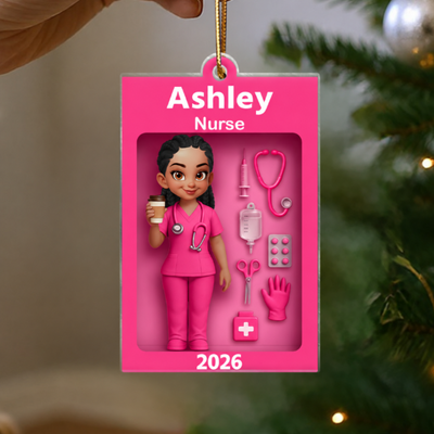 Personalized Nurse In Toy Box 3D Acrylic Ornament, Special Christmas Gift For Nurse, For Co-workers