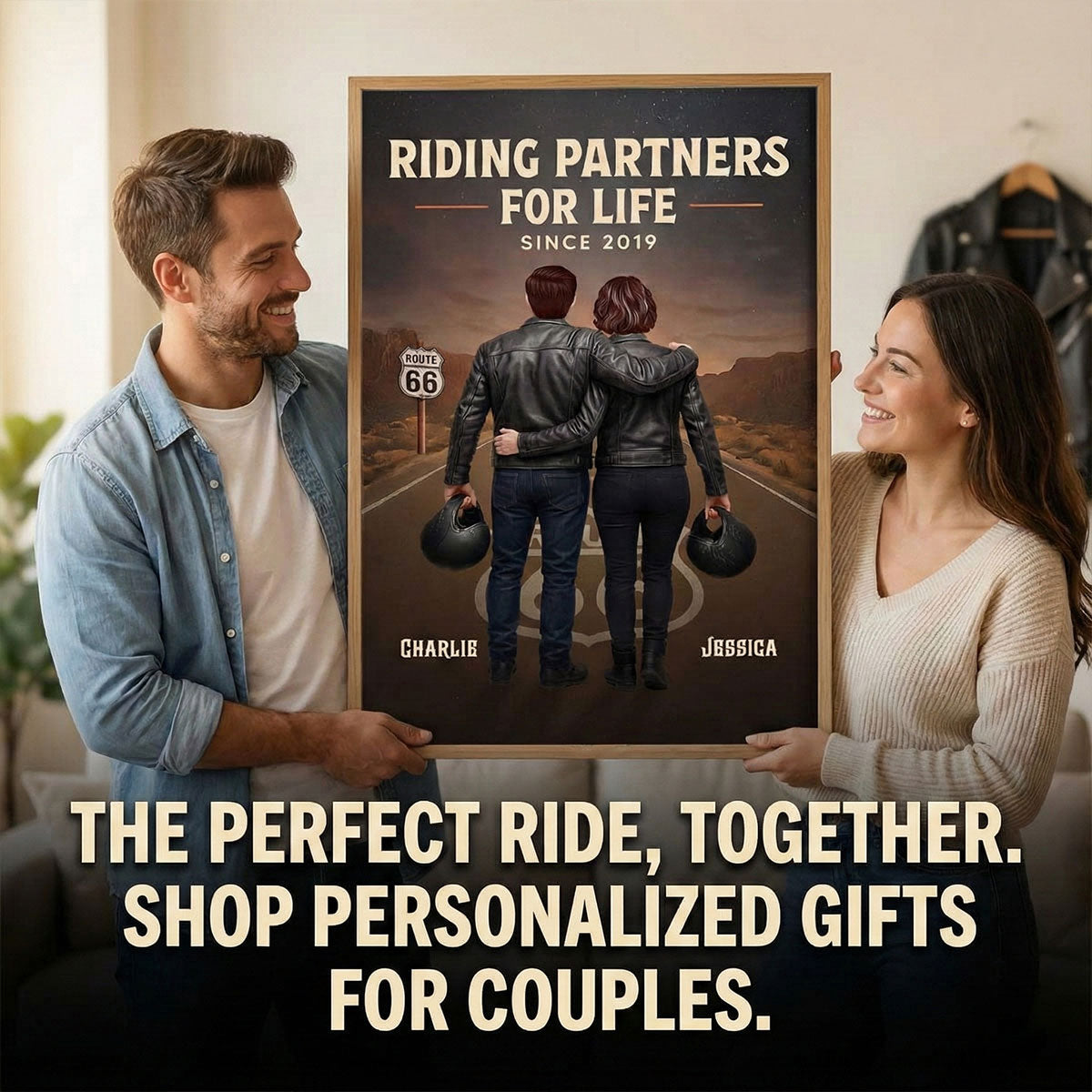 Eternal Love Back View Biker Couple Riding Partners For Life - Personalized Poster - Unique Valentine's Gift, Anniversary Gift For Couple, Bikers, Gift For Him, For Her