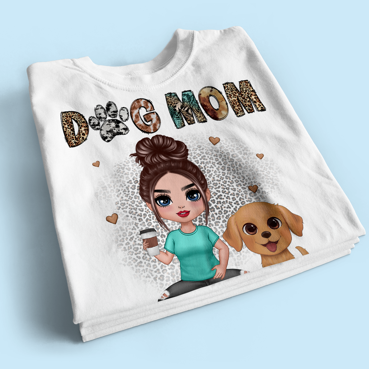 Animal Patterns Dog Mom Watercolor Cute Dogs Personalized Shirt