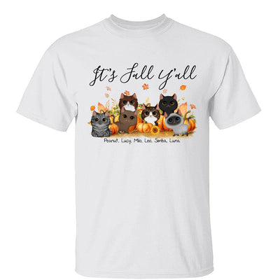 Fall Season Watercolor Cute Cats Playing In Pumpkin Patch Personalized Shirt