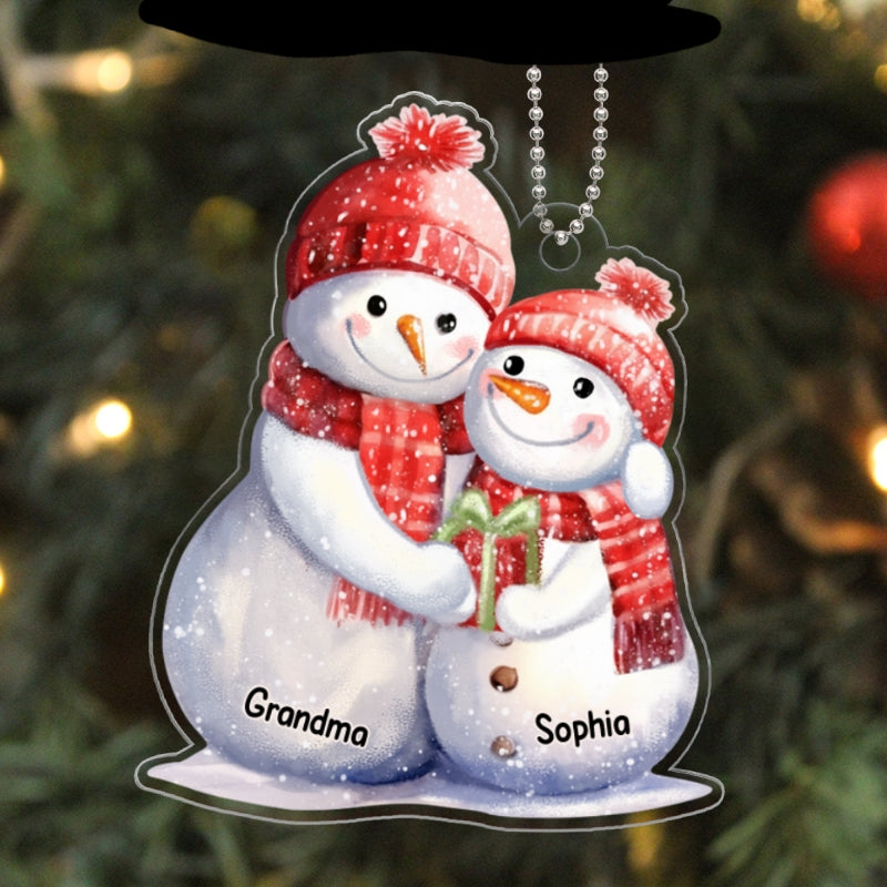 Snowman Grandma Grandkid Personalized Acrylic Ornament