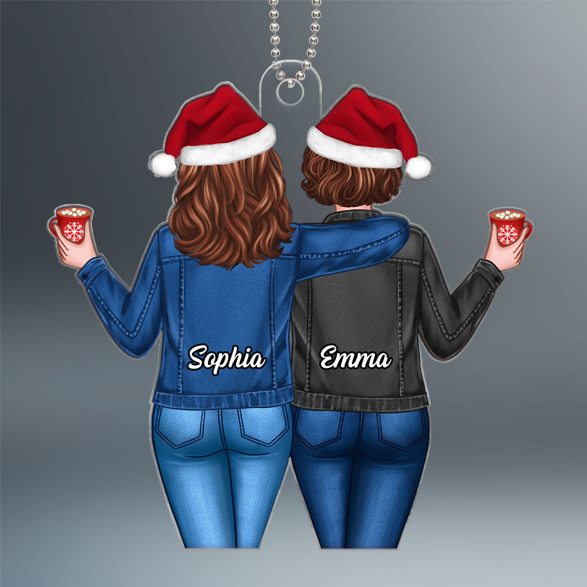 Back View Besties Christmas Gift For Best Friends Personalized Acrylic Ornament