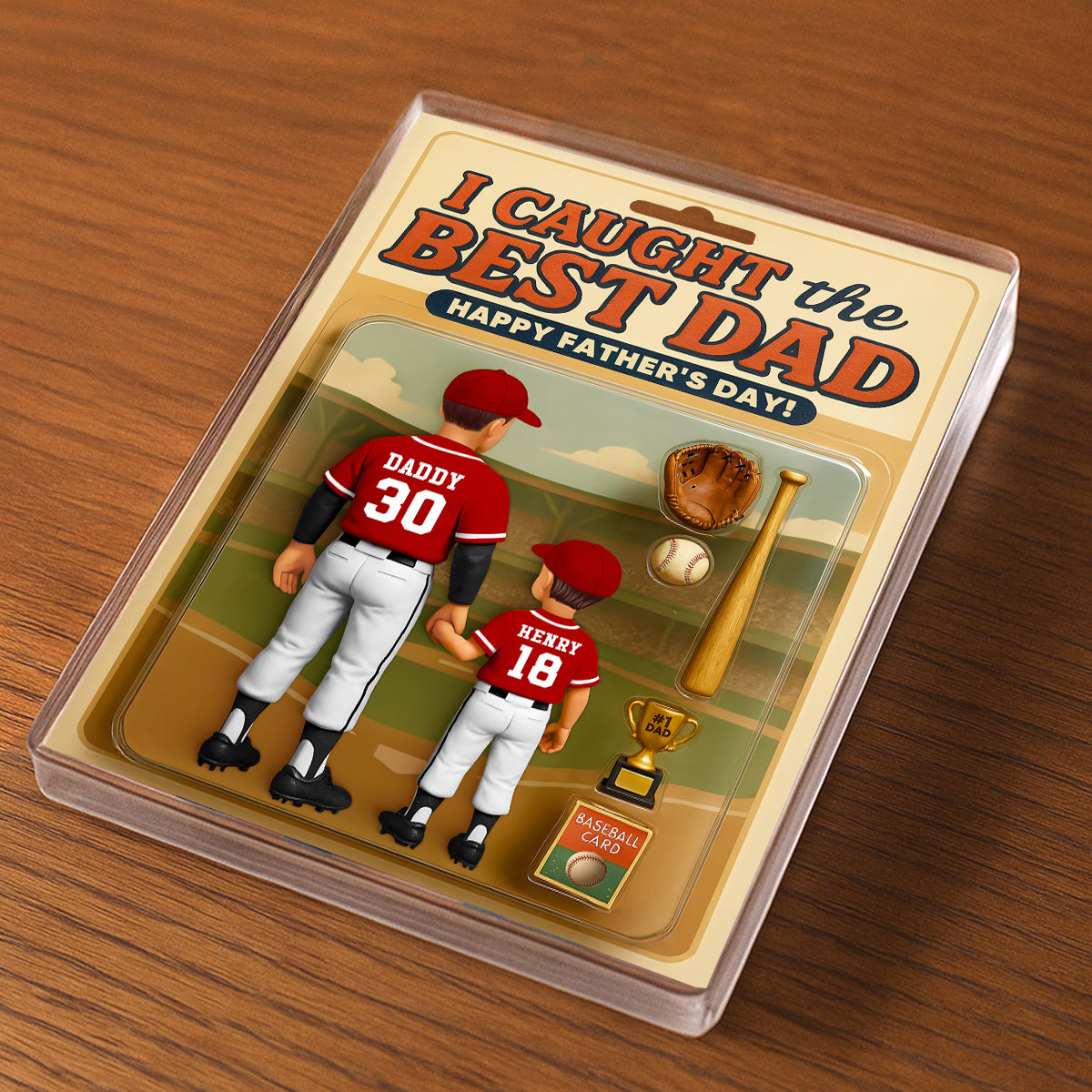 We Caught the Best Dad Baseball Custom Figure Personalized Acrylic Block Plaque, Custom Jersey, Father's Day Gift for Dad, Gift for Husband