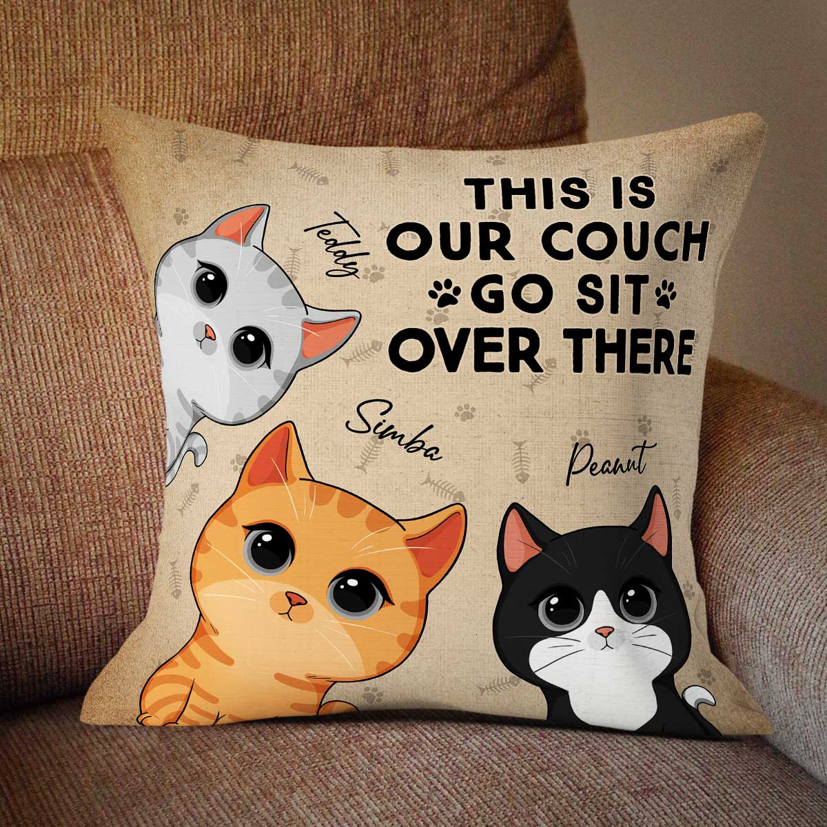 This Is Our Couch Go Sit Over There Funny Cats Expressions Personalized Pillow