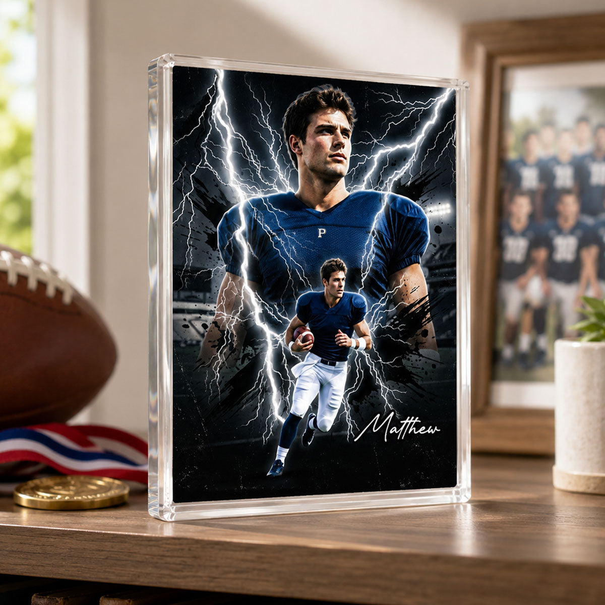 Trending Bootleg Sport Photos Insert - Personalized Acrylic Block Plaque - Gift For Boy, Girl