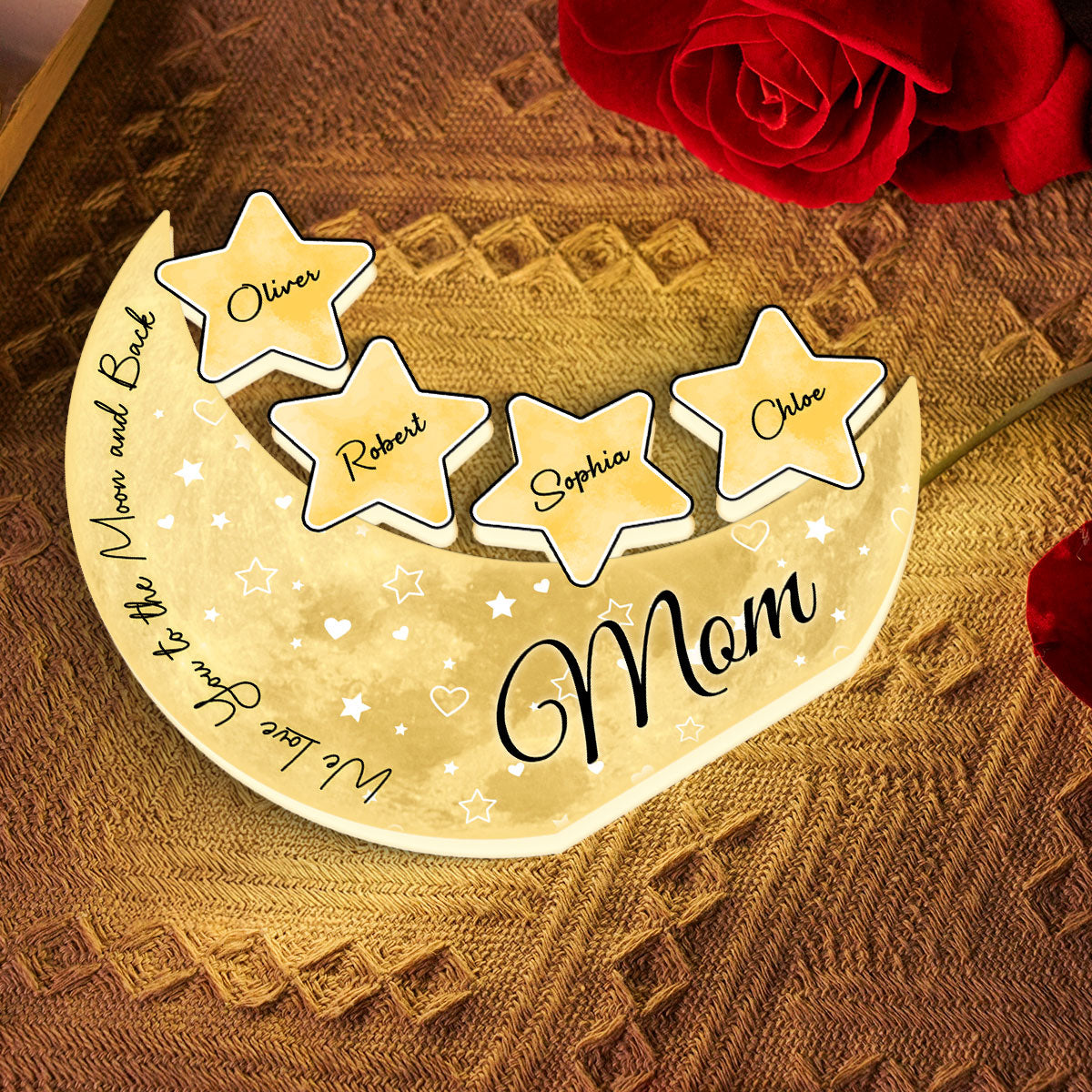 Grandma Mom Moon Stars Personalized Light Box, Gift for Mom, for Grandma, for Her