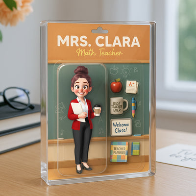 3D Effect Teacher Figure Style Personalized Acrylic Block Plaque, Back To School Gift For Teacher, Colleagues
