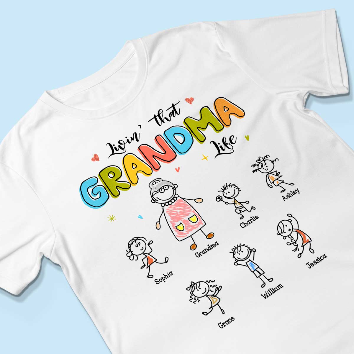 Livin' That Grandma Life Drawing Personalized Shirt