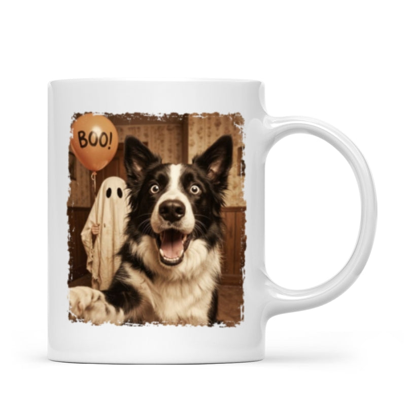 Custom Dog Cat Photo Halloween - Personalized Mug - Trendy Vintage Spooky Tee for Pet Moms
