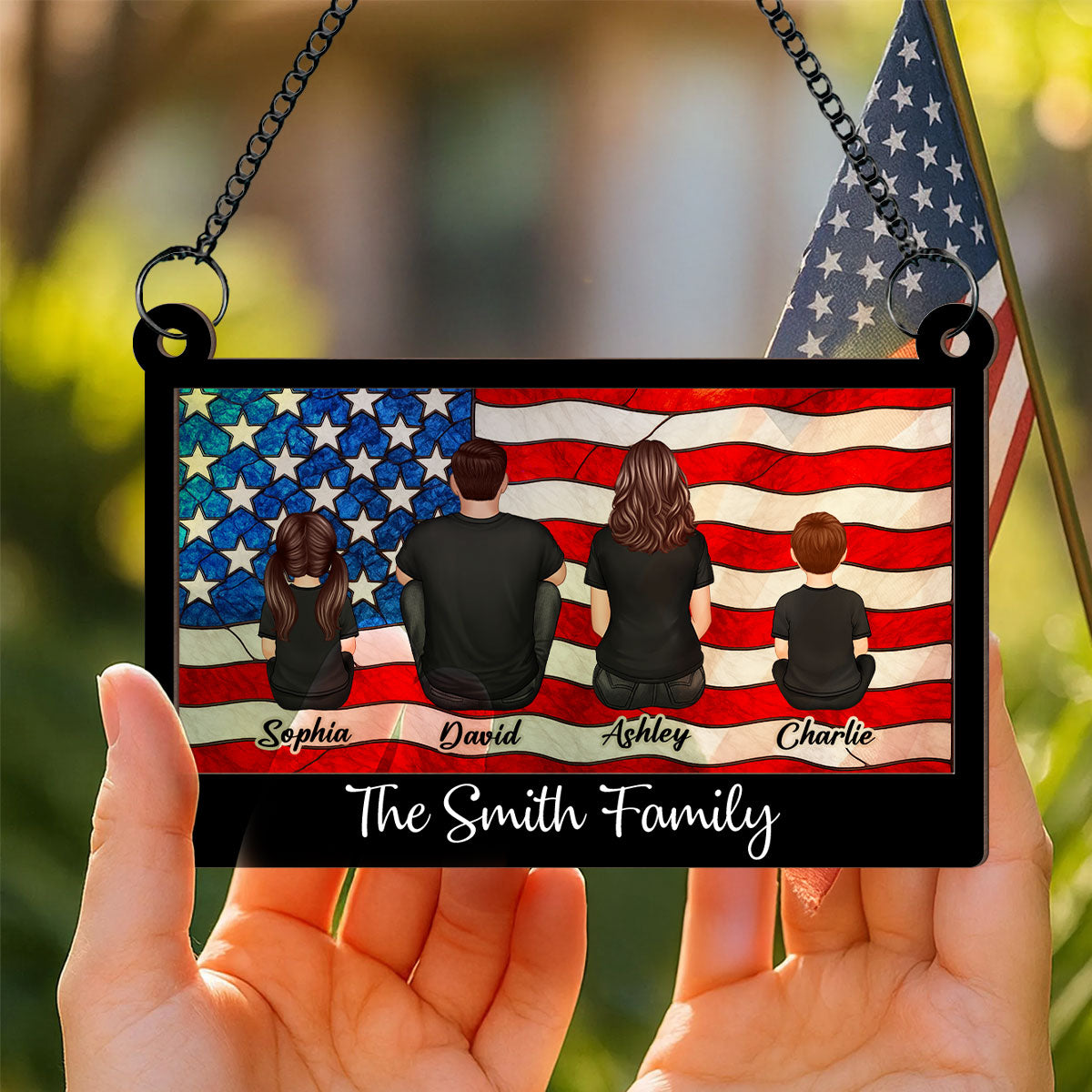 Nation Flag 4th Of July Personalized Suncatcher
