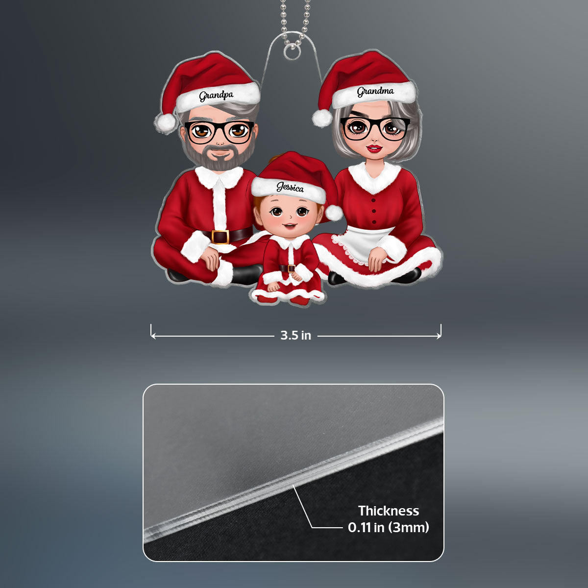 Christmas Doll Grandma Grandpa Claus Baby's First Christmas Acrylic Ornament - Personalized Gift For Grandma, Grandpa