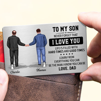 To My Son From Dad Punch Hands Personalized Metal Wallet Card