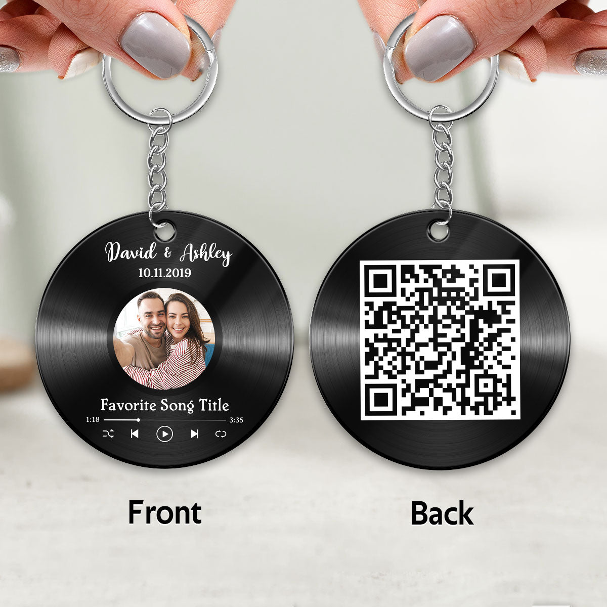 Custom Photo & Favorite Song QR Code Disc Personalized Acrylic Keychain