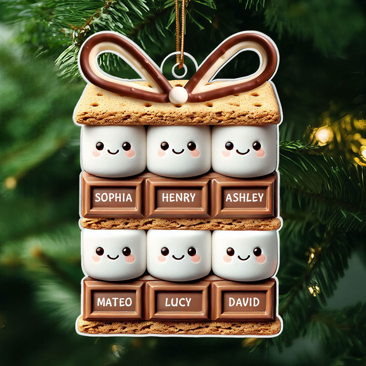 Funny Cute Christmas Family S'more Cake Personalized Acrylic Ornament