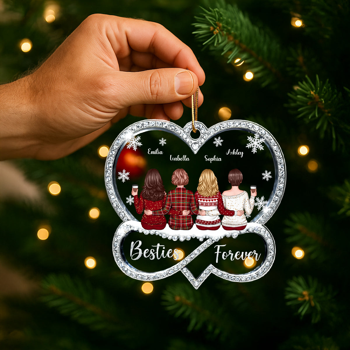 Sisters Forever Infinity Love 3D Crystal Effect - Personalized Acrylic Ornament - Christmas Gift for Sisters Siblings