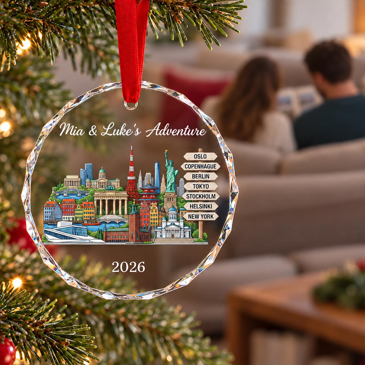 The Places You've Been Landmarks - Personalized Glass Ornament - Traveling Destination Keepsake, Christmas Gift For Traveling Lovers