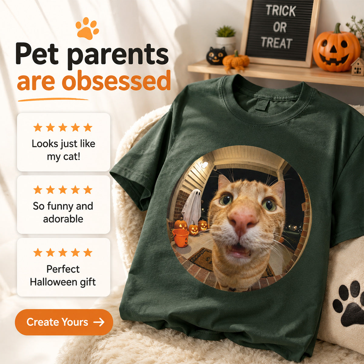 Funny Halloween Doorbell Pet Portrait From Photo - Personalized Shirt