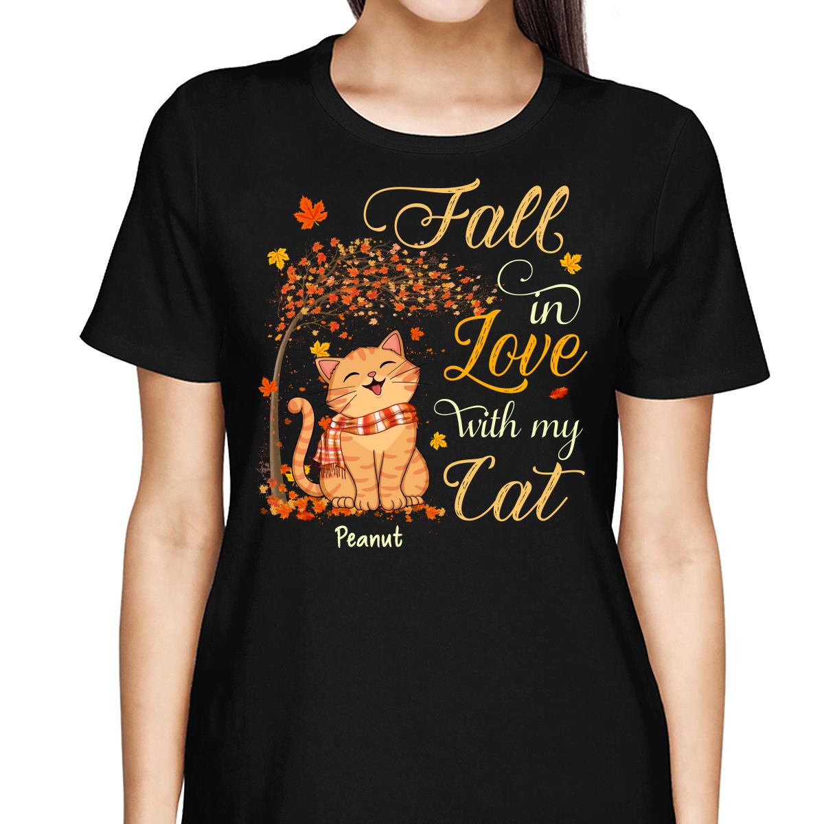 Fall In Love With My Smiling Cats Fall Season Personalized Shirt