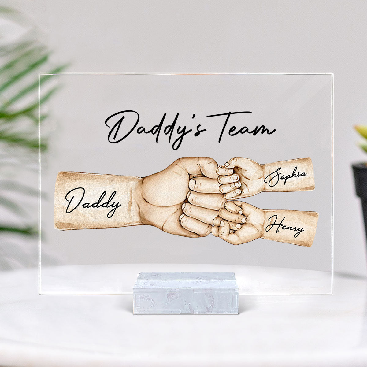Daddy's Team Fist Bump Personalized Acrylic Plaque