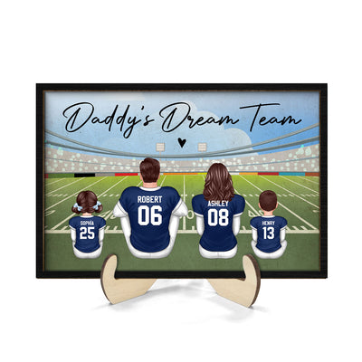 American Football Dad Team Family Personalized 2-Layer Wooden Plaque