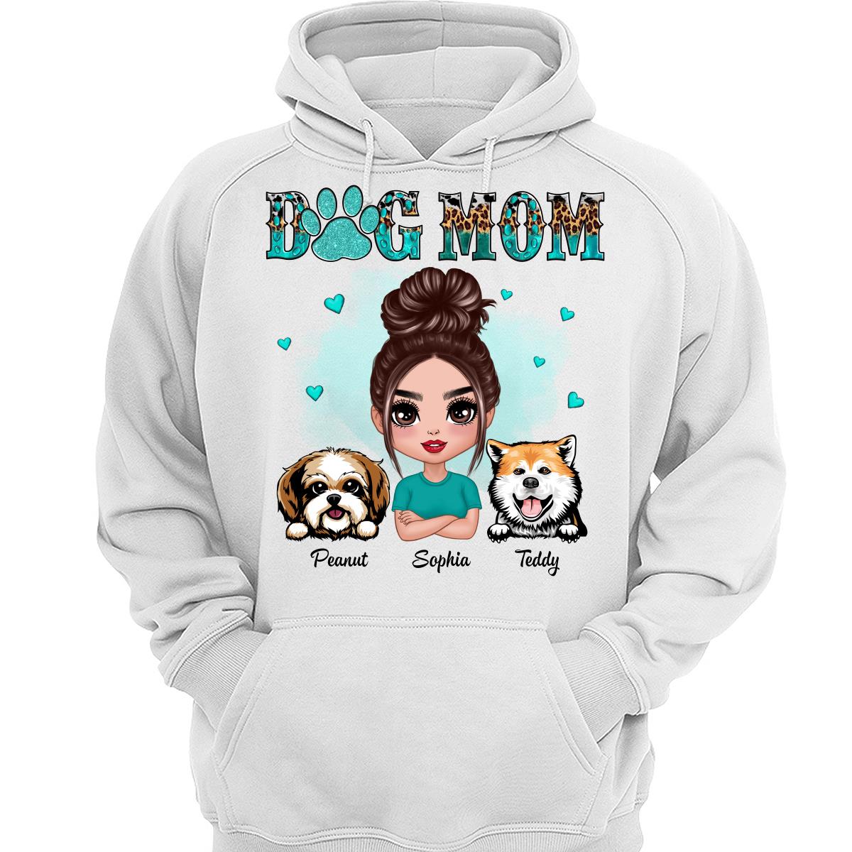 Teal And Leopard Pattern Dog Mom Personalized Shirt