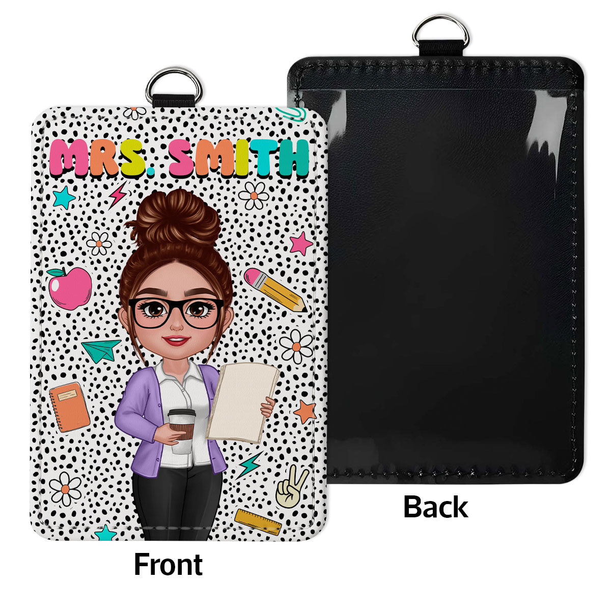 Teacher Dalmatian Pattern Colorful Personalized ID Badge Holder| Back To School Gifts