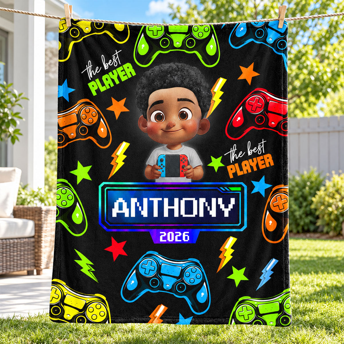 The Best Little Gamer Custom Name & Appearance - Personalized Fleece Blanket - Birthday Gift, Christmas Gift For Gamer Boys, Girls, Grandkids, Kids