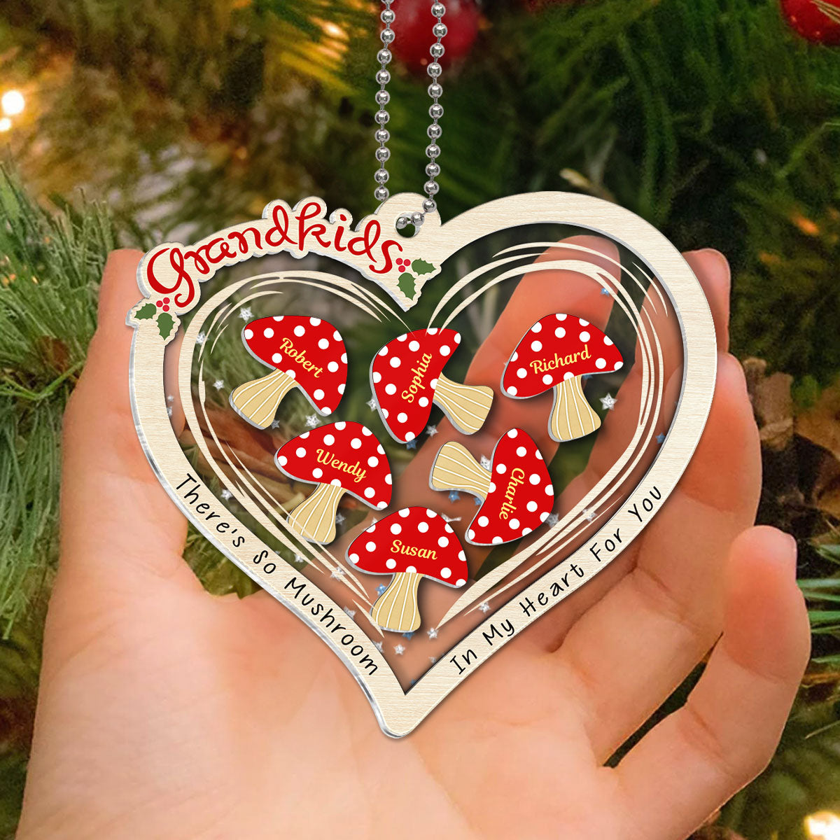Grandkids There Is So Mushroom In My Heart For You Personalized Shaker Ornament