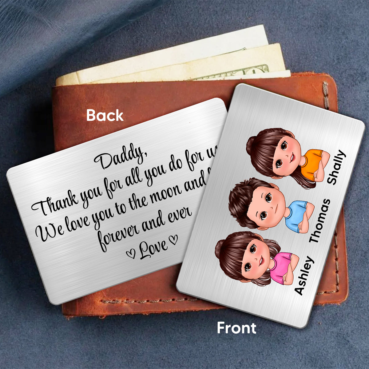 Doll Kids Dad Thank You For All Personalized Metal Wallet Card
