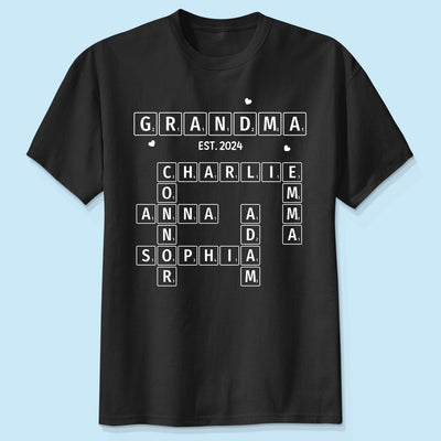 Grandma Grandpa Est. Crossword Art Puzzle Personalized Shirt