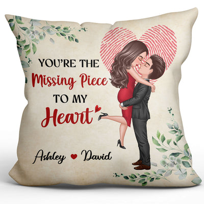 The Missing Piece Couple Heart Fingerprint Personalized Pillow
