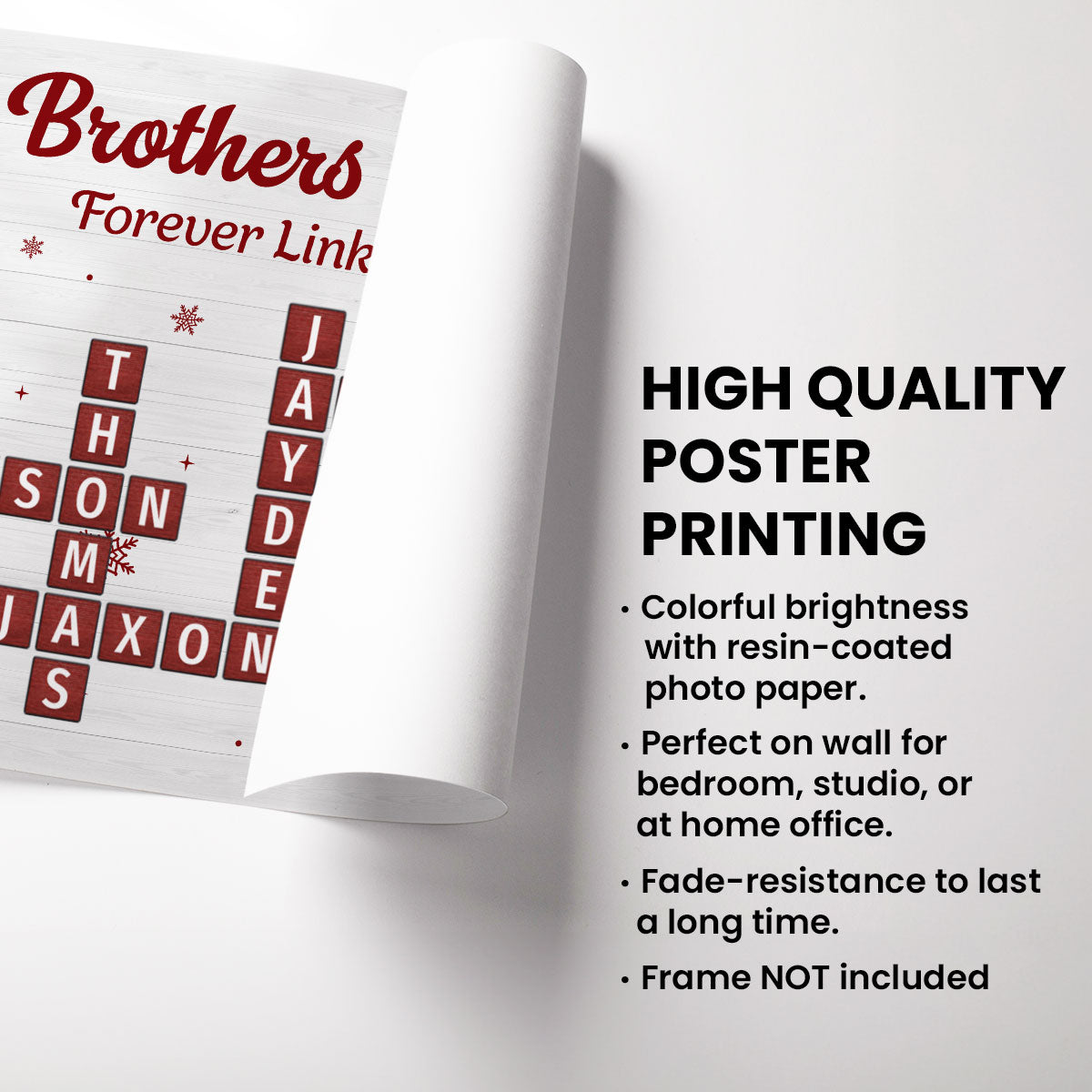 Christmas Brothers & Sisters Forever Linked Together Crossword Puzzle Art - Personalized Poster - Gift For Brothers, Sisters, Siblings, Family