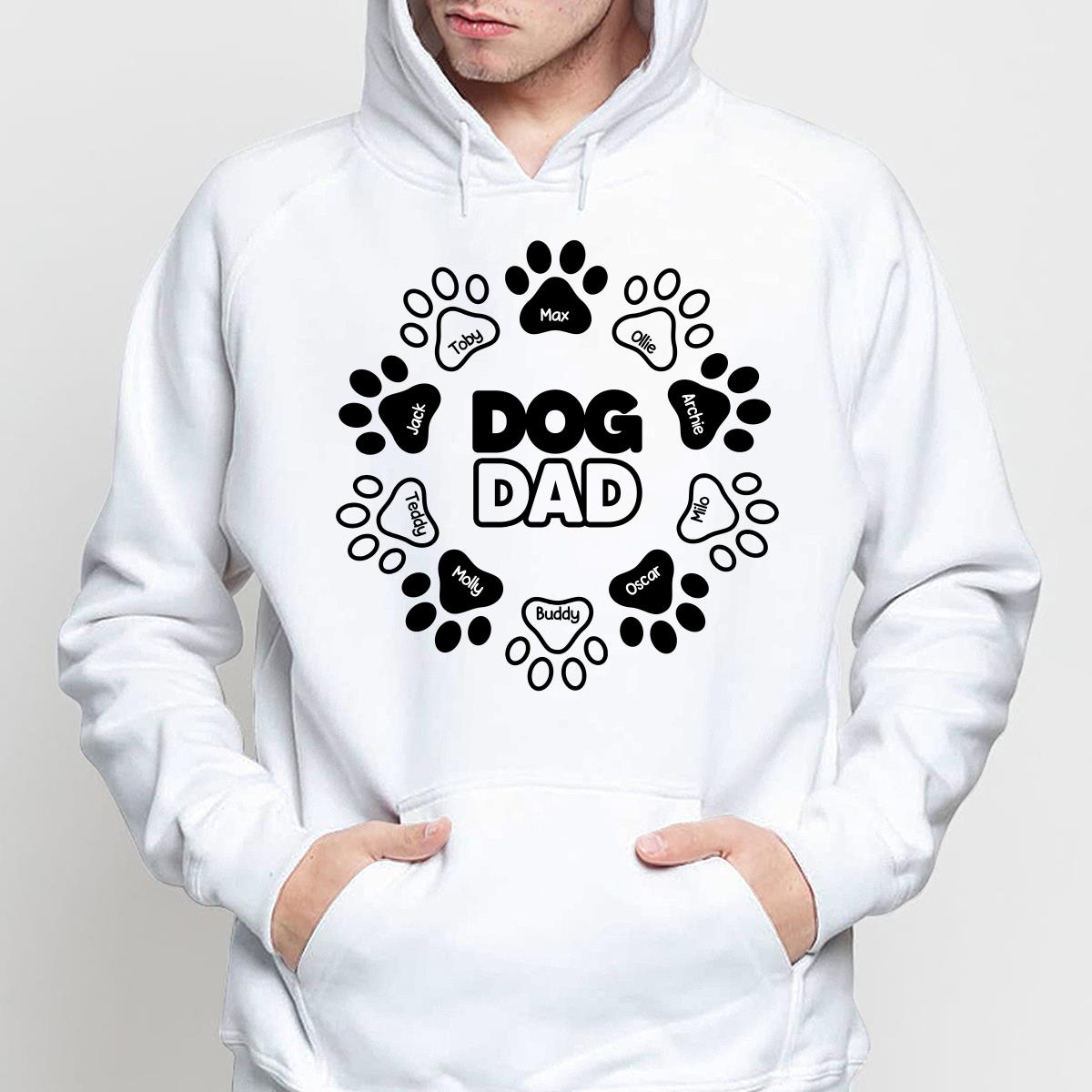 Dog Dad Outline Paw Father‘s Day Gift Personalized Shirt