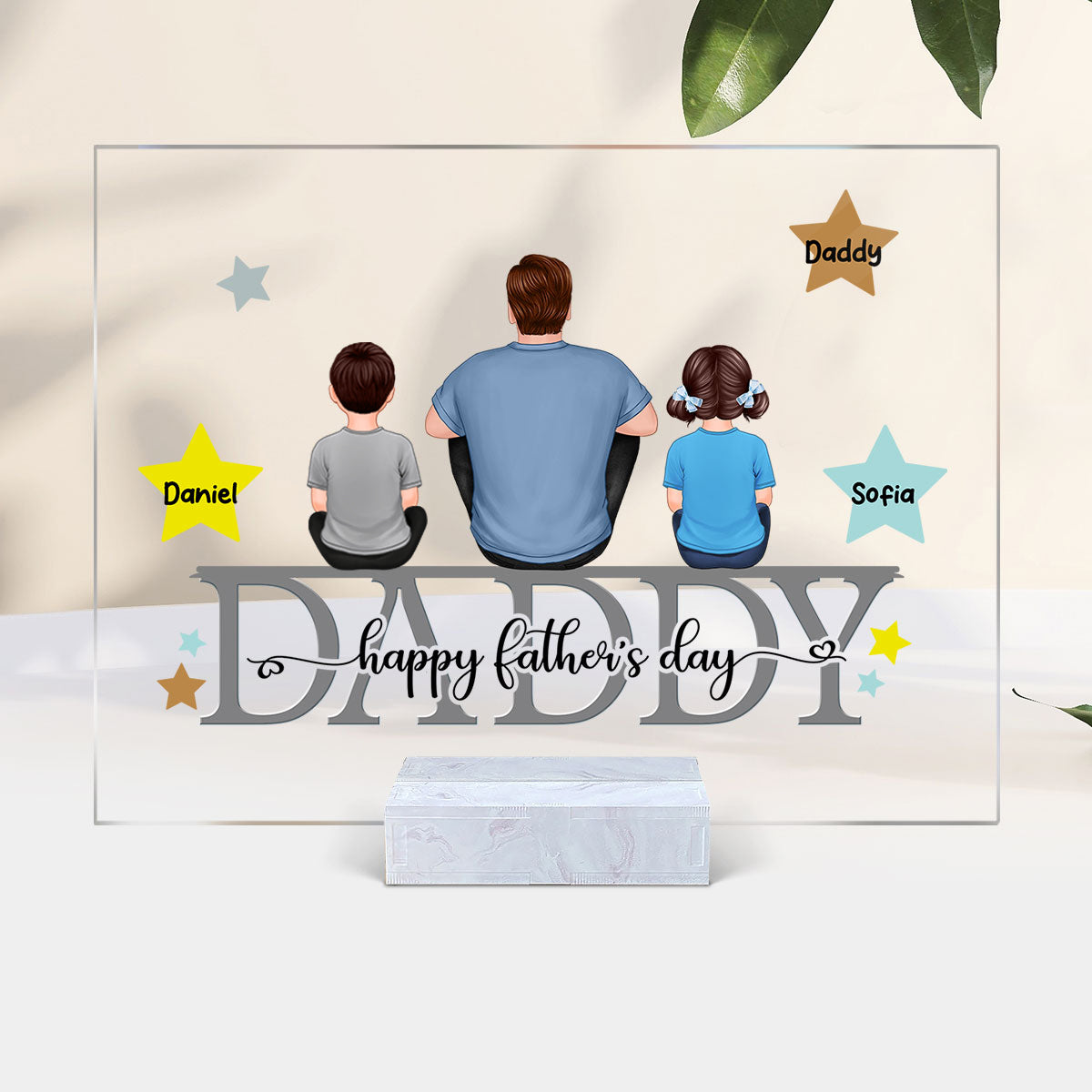 Daddy Grandpa And Kids On Text Stars Personalized Acrylic Plaque
