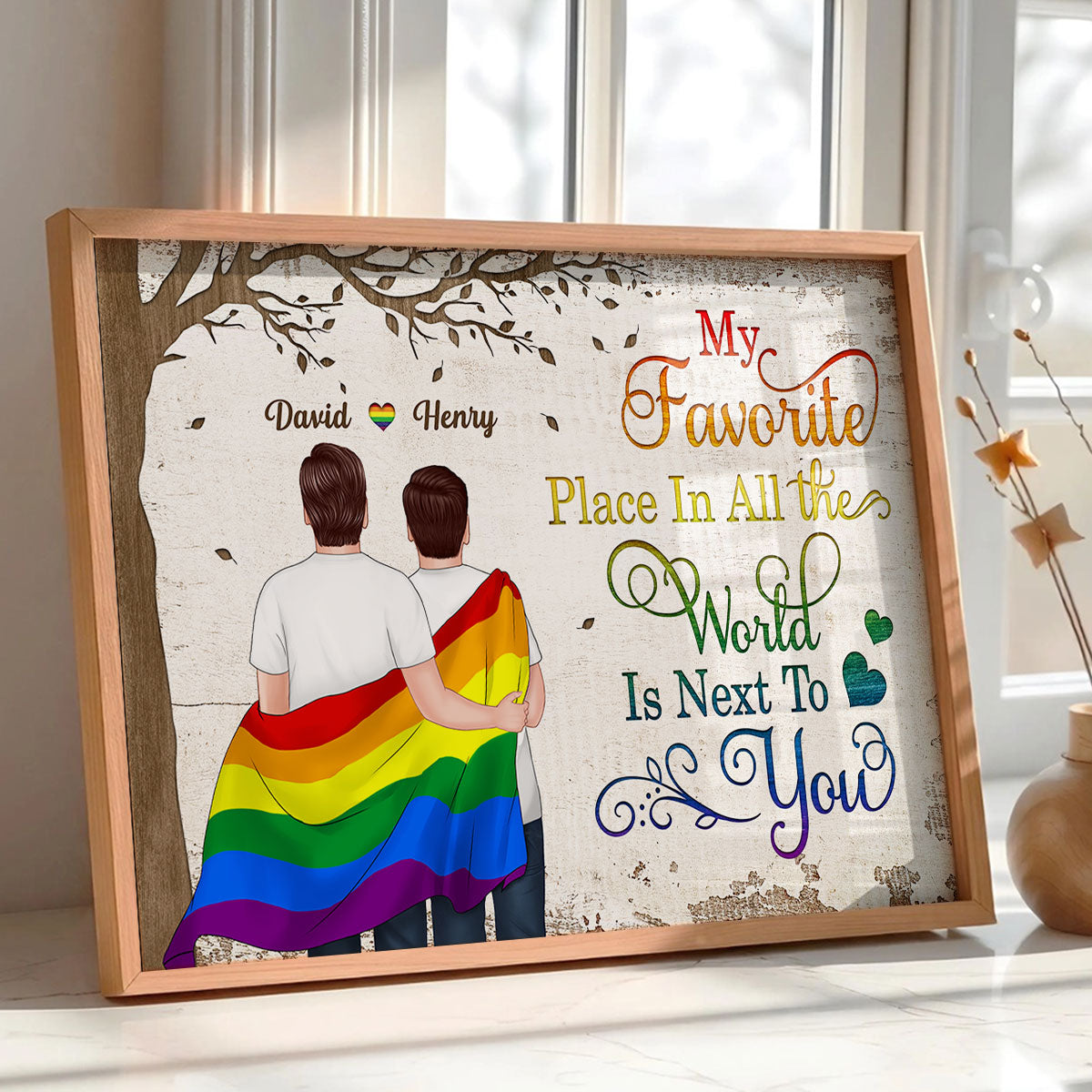 LGBT Couple My Favorite Place in All The World Pride Month Personalized Poster