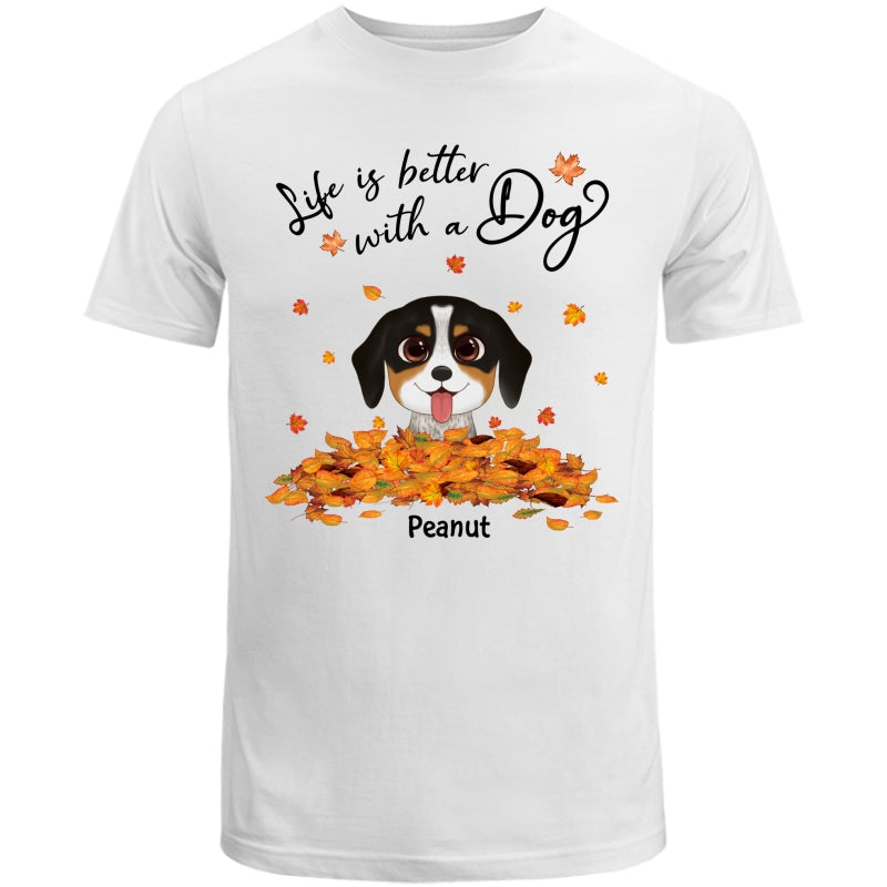 Dogs In Fall Season Leaves Pile Personalized Shirt