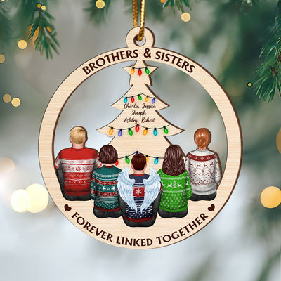 Brother & Sisters Forever Linked Together Christmas Tree Personalized Wooden Ornament