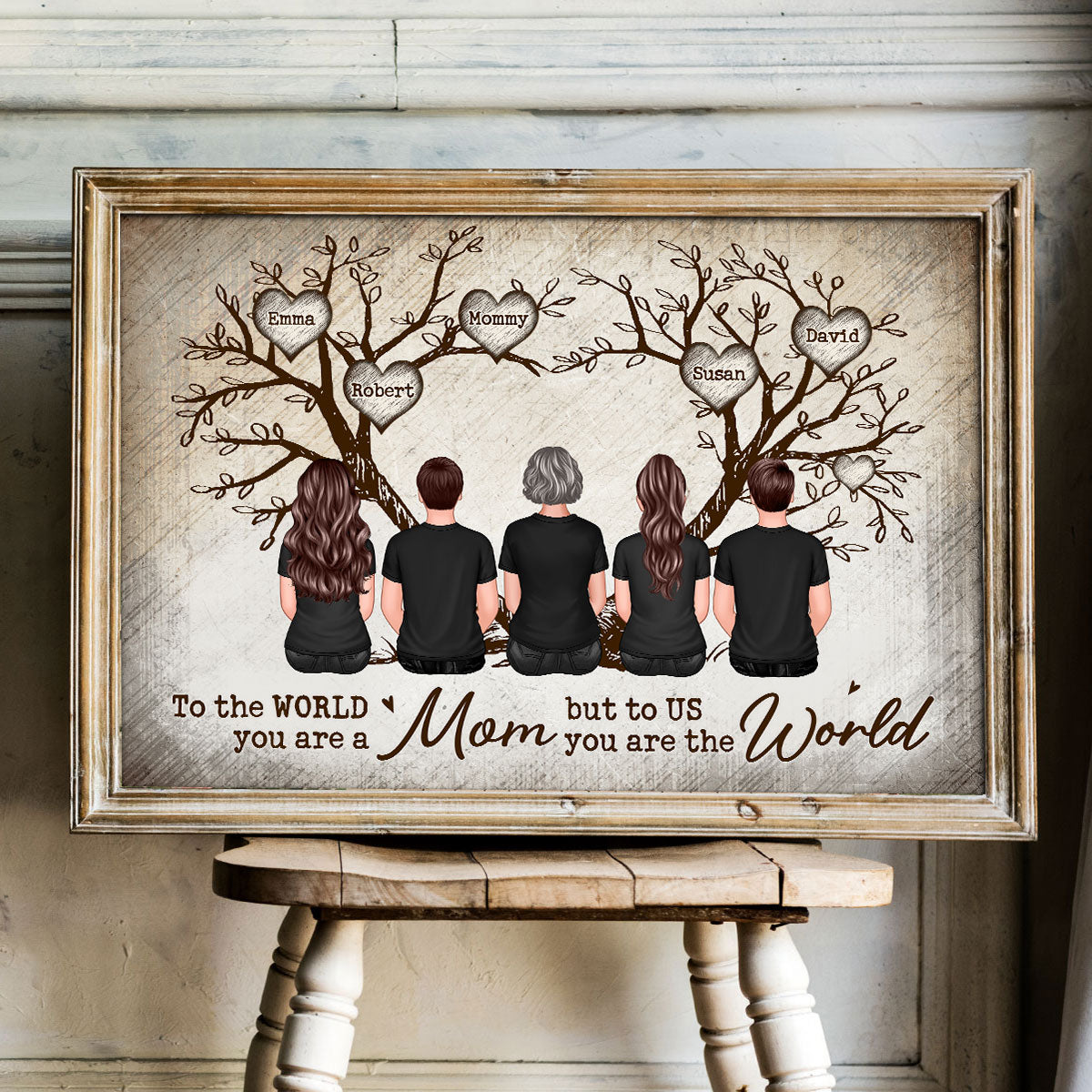 A Tree Of Family Hearts To The World You Are A Mom Personalized Poster, Gift For Mom