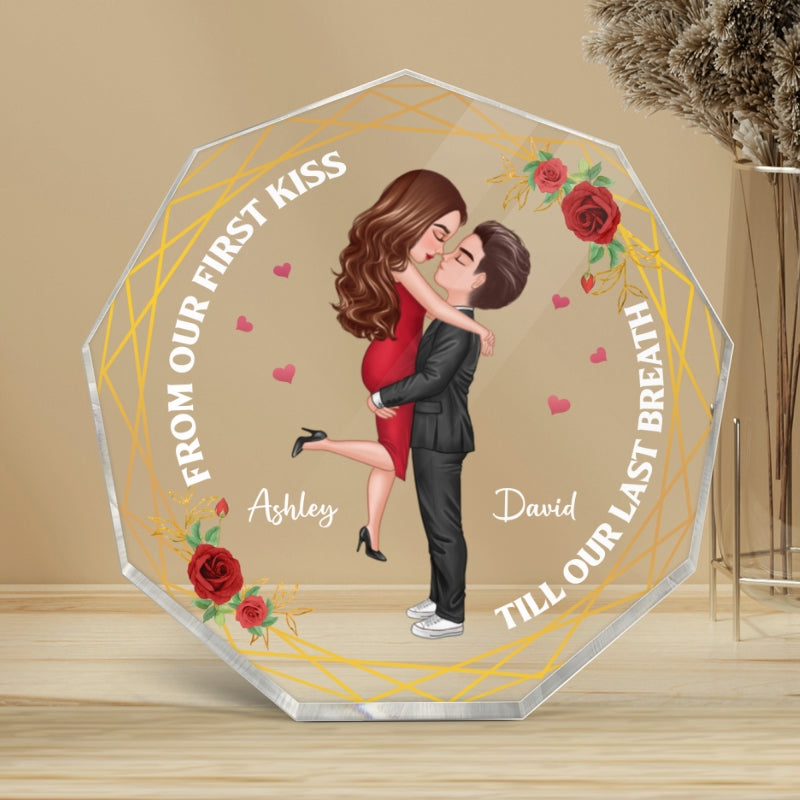 Doll Couple Holding Kissing Valentine‘s day Gift Personalized Nonagon Acrylic Plaque