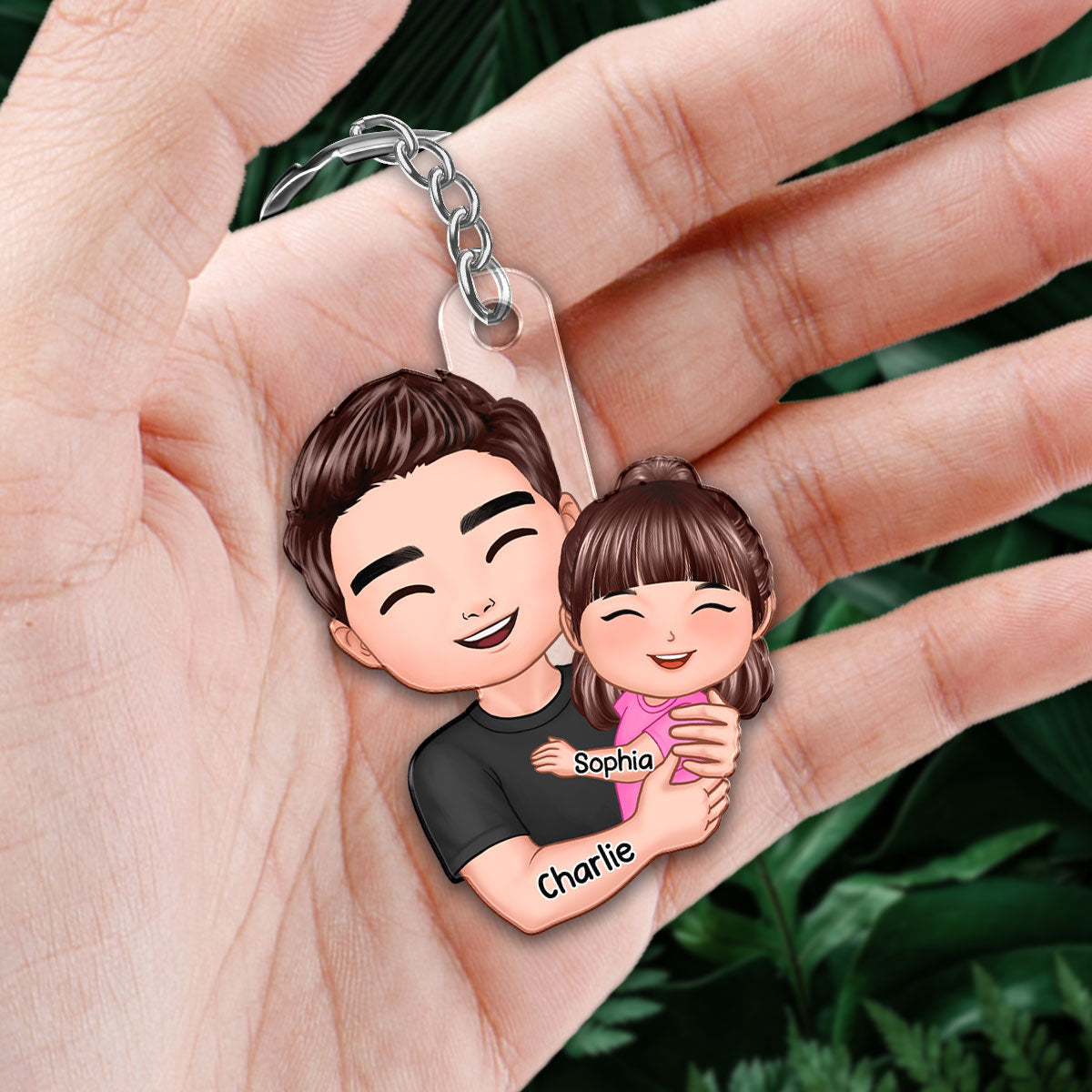 Dad Hugging Kid Personalized Acrylic Keychain