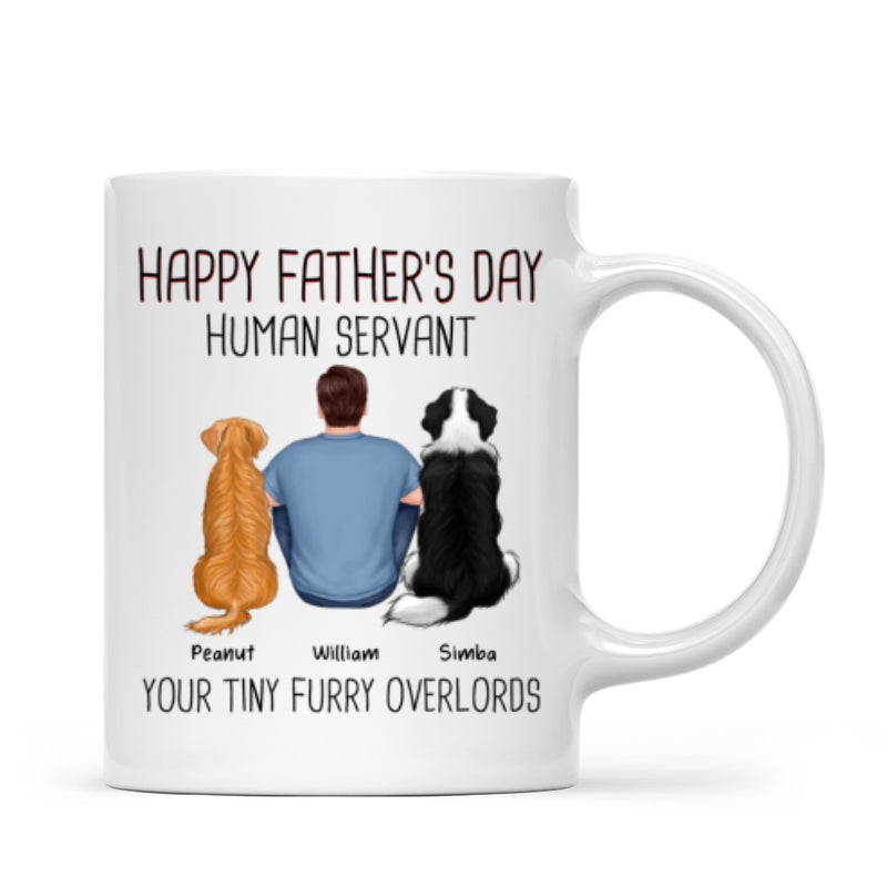 Back View Man And Dog Sitting Happy Father‘s Day Human Servant Personalized Mug