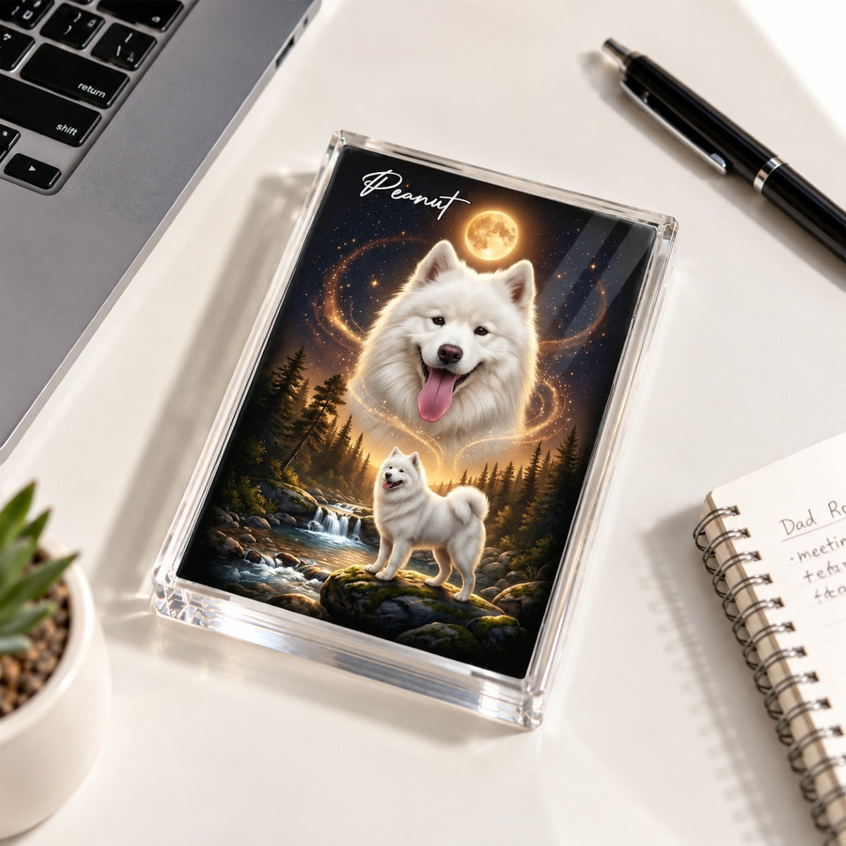 Dog Howling to the Moon - Personalized Acrylic Block Plaque - Gift for Dog, Cat Lovers, Pet Memorial Gift