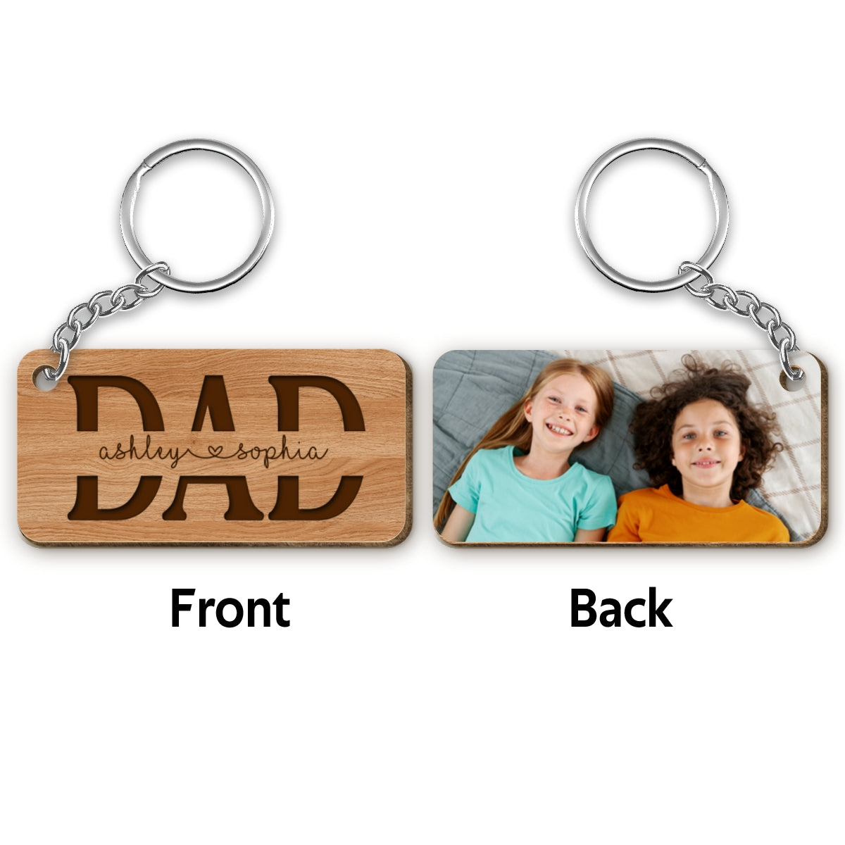 Dad We Love You Gift For Dad Photo Personalized Wooden Keychain